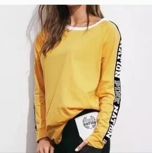 PINK Victoria's Secret Yellow Sweatshirt with Black Accents